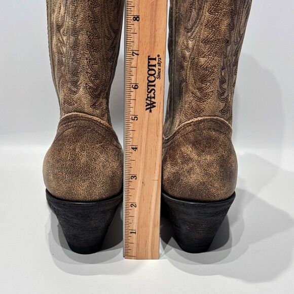 NWOB Rockin' Country Brown Leather Cowgirl Western Boots Snip Toe Women Size 7M - Picture 7 of 16